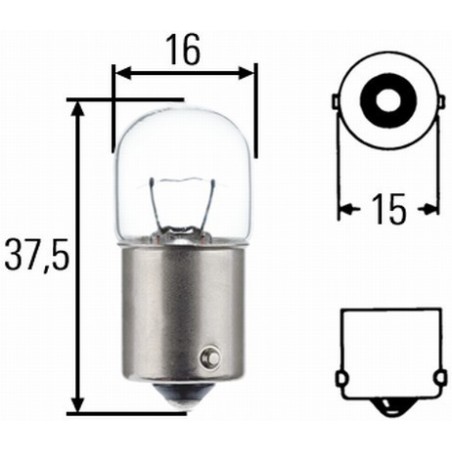 10 x Hella Light bulb - BA15s - 12V - 5W - R5 W