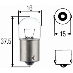 10 x Hella Light bulb - BA15s - 12V - 5W - R5 W - Long Life