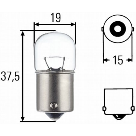 10 x Hella Light bulb - BA15s - 12V - 10W - R10 W