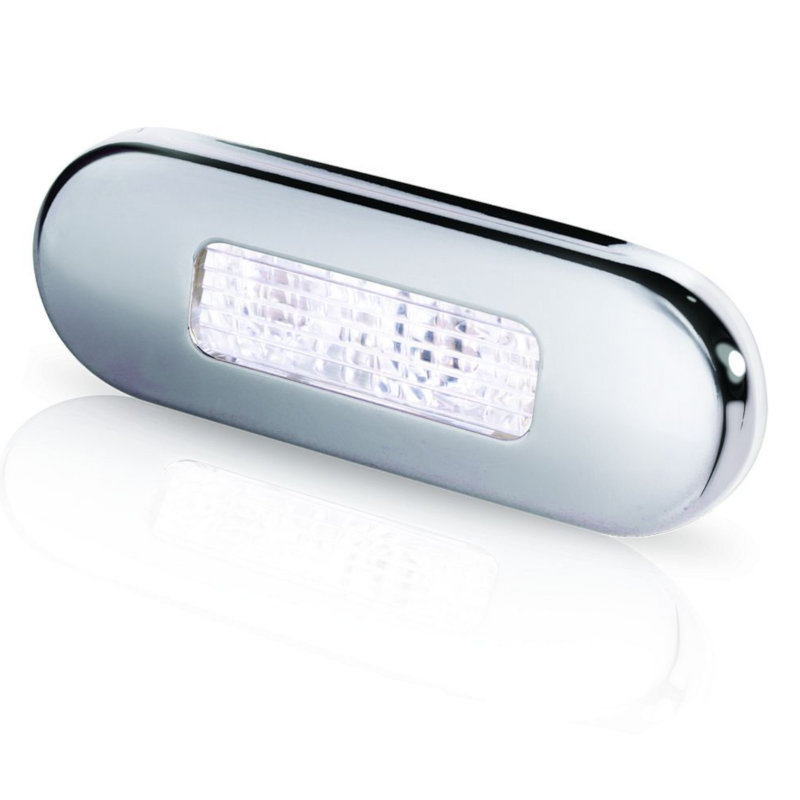 Hella Oblong 9680 Traplamp LED Wit 10 - 33 VDC Roestvrijstalen gepolijste rand