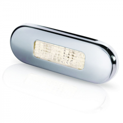 Hella Oblong 9680 Step Lamp LED Warm White 10 - 33 VDC Polished Stainless Steel Rim