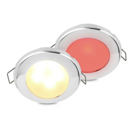 Hella EuroLED 75 Dual LED Inbouwspot RVS - 12V - Veermontage - Rood-Warm-Wit